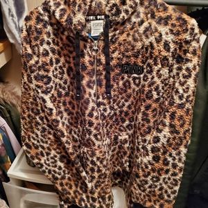 PINK leopard sherpa size Large
